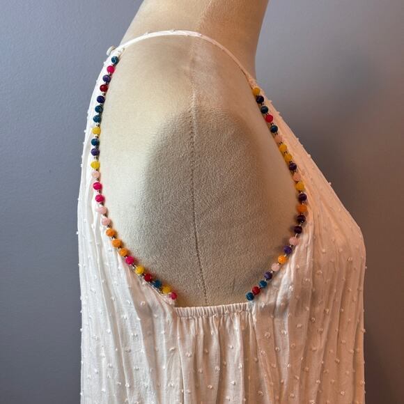 Dainty Hooligan White Pom Halter Tank Top Womens Small Swiss Dot Lined - Picture 5 of 7